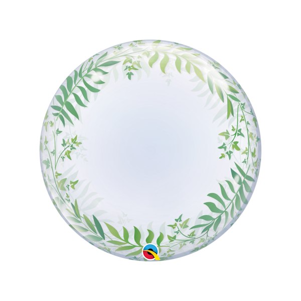 Qualatex Elegant Greenery Art Deco Bubble Ballong En Storlek Grön/Vit Green/White One Size
