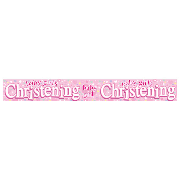Expression Factory Baby Christening Holografisk Foliebanner En Pink One Size