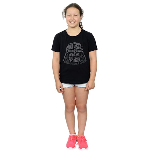 Star Wars Girls Darth Vader Text Head Bomull T-shirt 7-8 år Black 7-8 Years