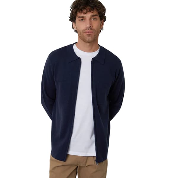 Threadbare Herr Stickad Kofta med Dragkedja Fram S Marinblå Navy S