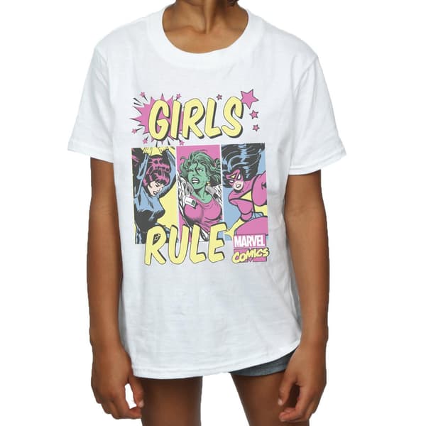 Marvel Comics Girls Rule T-shirt i bomull 7-8 år Vit White 7-8 Years