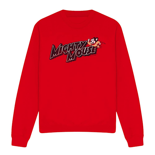 Mighty Mouse Unisex Vuxen Might Logotyp Sweatshirt XXL Röd Red XXL