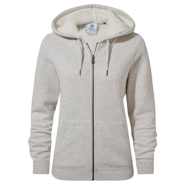 TOG24 Dam Hoodie Finch med Fleecefodrad Hel Dragkedja 24 UK Vit White Sand 24 UK