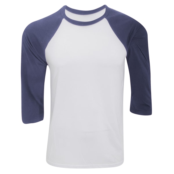 Canvas Herr 3/4-ärmad baseball T-shirt XL Vit/True Royal White/True Royal XL
