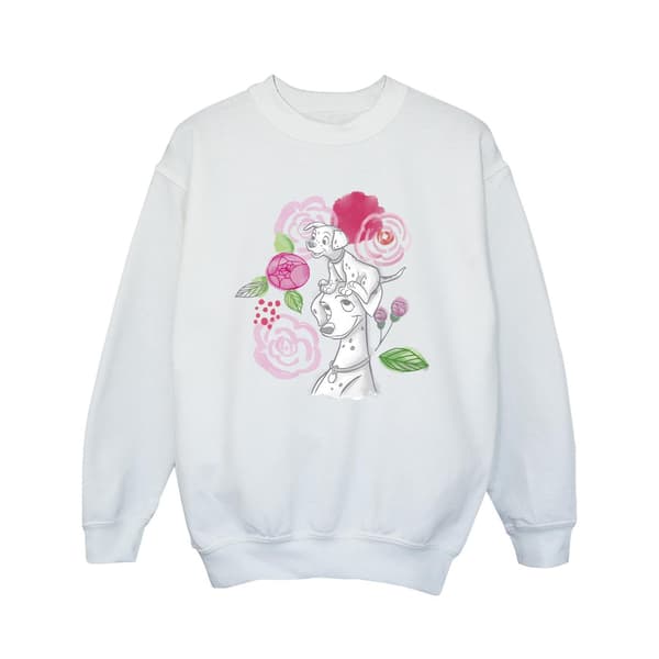 Disney Flickor 101 Dalmatiner Blommor Tröja 7-8 År Vit White 7-8 Years