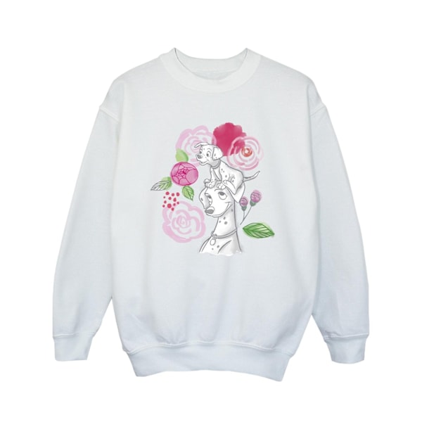 Disney Girls 101 Dalmatians Flowers Sweatshirt 9-11 År Vit White 9-11 Years