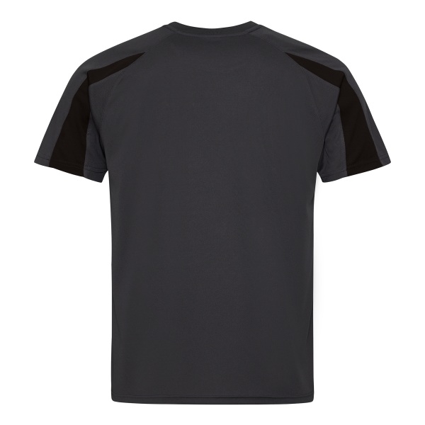 Just Cool Mens Contrast Cool Sports Plain T-Shirt L Charcoal/Je Charcoal/Jet Black L