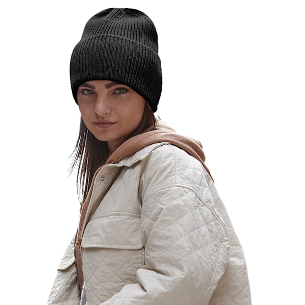 Beechfield Cuffed Recycled Oversized Beanie One Size Black Black One Size