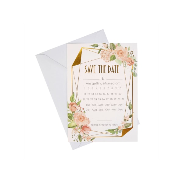 Neviti Save The Date-kort med blommiga inbjudningar (paket med 10) 20,7c Pink/Peach/Gold 20.7cm x 14.6cm x 0.1cm
