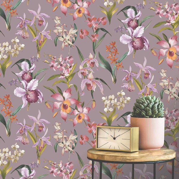 Rasch Maya Blommönster Tapet 10m x 53cm Lila Lilac 10m x 53cm