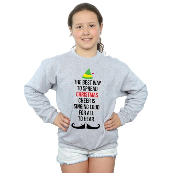 Elf Girls Christmas Cheer Text Sweatshirt 9-11 år Sports Grå Sports Grey 9-11 Years