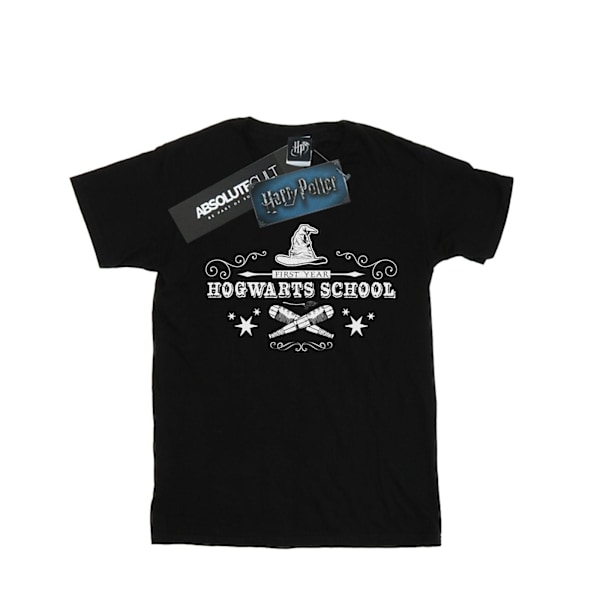 Harry Potter T-shirt för flickor, Hogwarts första år, bomull, 12-13 år Black 12-13 Years
