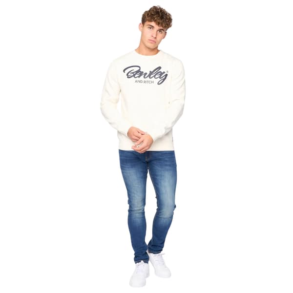 Bewley & Ritch Yardley Sweatshirt för män, rund hals, M, Off White Off White M