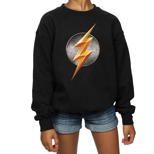 DC Comics Girls Justice League Movie Flash Emblem Sweatshirt 12 Black 12-13 Years