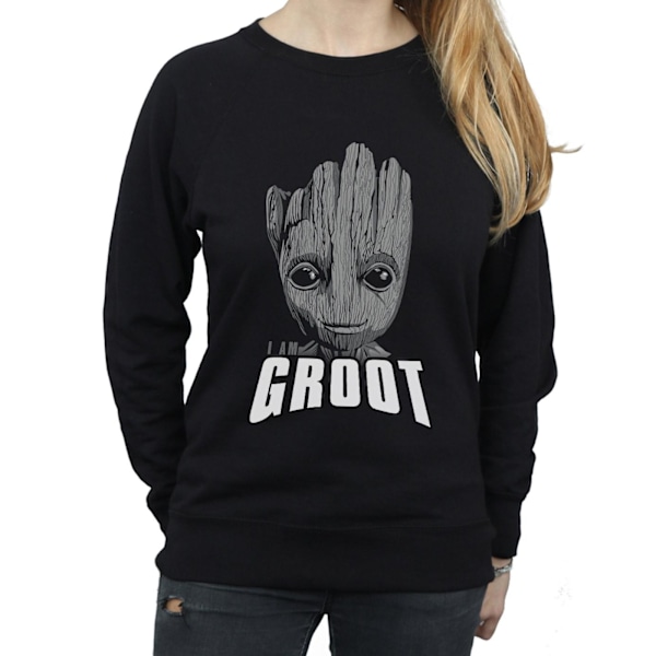 Marvel Dam/Kvinnor Guardians Of The Galaxy Groot Ansikte Sweatshirt Black XXL