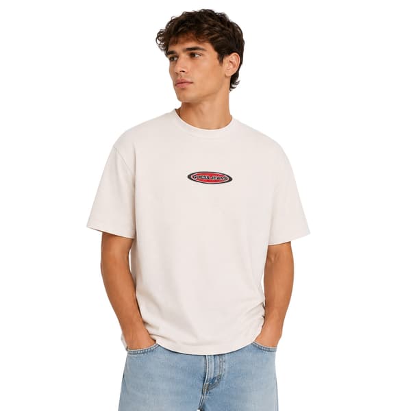Guess Herr T-shirt med oval logotyp L Vit White L