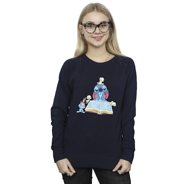 Disney Dam/Kvinnor Lilo & Stitch Läser En Bok Sweatshirt S Navy Blue S