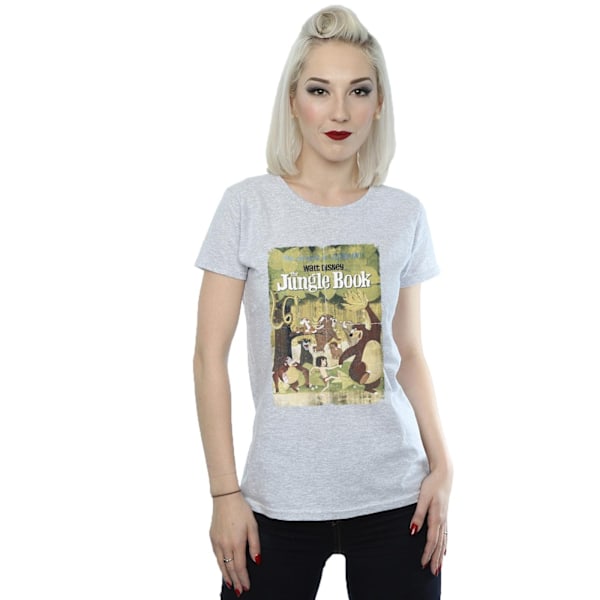 Disney Dam/Kvinnor Djungelboken Retro Poster Bomull T-Shir Heather Grey L