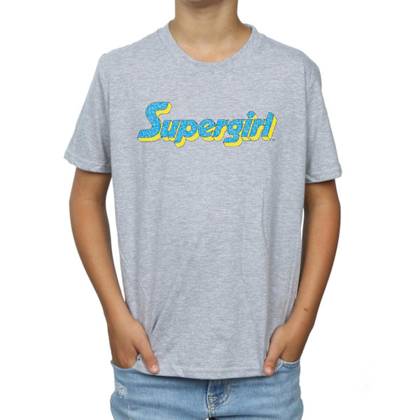 DC Comics Boys Supergirl Crackle Logo T-Shirt 7-8 år Sport Sports Grey 7-8 Years