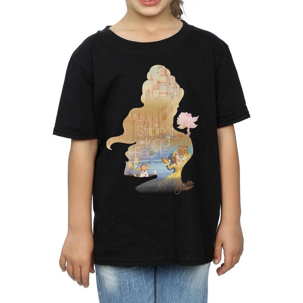 Beauty And The Beast Girls Belle Silhouette bomull T-shirt 7-8 Black 7-8 Years