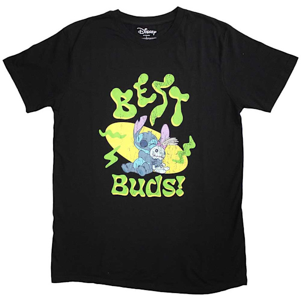 Lilo & Stitch Unisex Vuxen Bästa Kompisar T-Shirt M Svart Black M