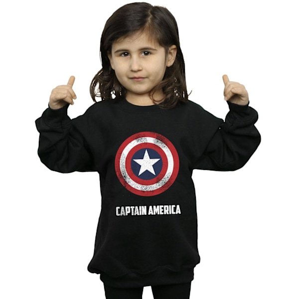 Marvel Girls Captain America Shield Text Sweatshirt 9-11 år Black 9-11 Years