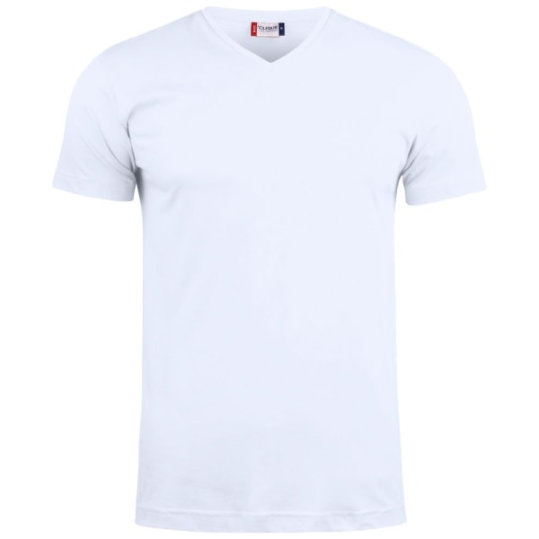 Clique Unisex V-ringad T-shirt i bomull, vit, storlek M White M