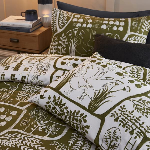 Furn Frida Vändbar Abstrakt Påslakanset Enkelsäng Moss Moss Single