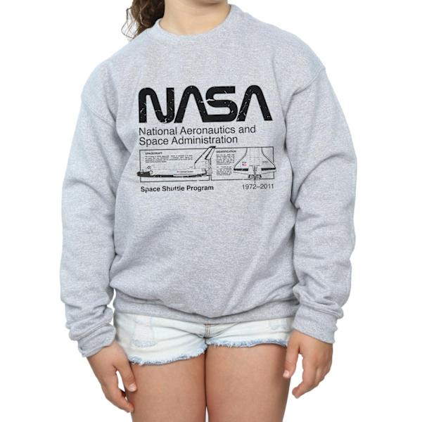 NASA Girls Classic Space Shuttle Sweatshirt 7-8 år Sports Grå Sports Grey 7-8 Years