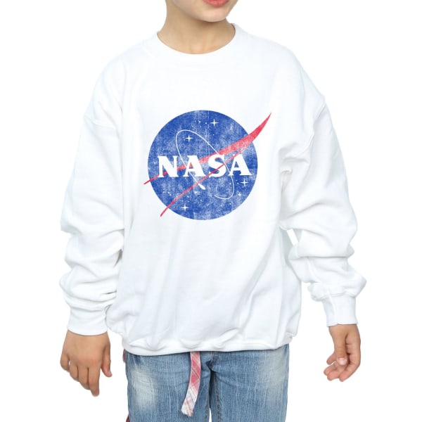 NASA Girls Distressed Logo Bomullströja 7-8 år Vit White 7-8 Years