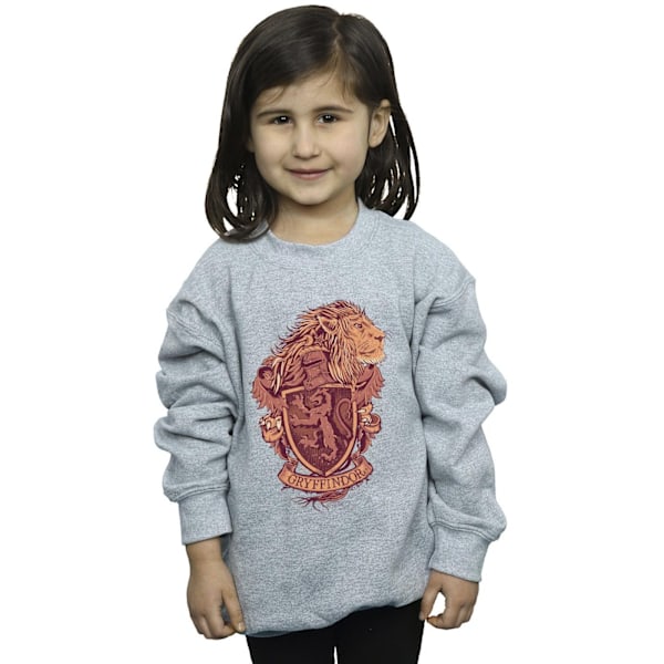 Harry Potter Tjejer Gryffindor Sketch Crest Sweatshirt 7-8 År Sports Grey 7-8 Years