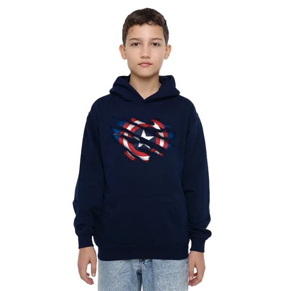 Captain America Barn/Barn Torn Pull Over Hoodie 7-8 År Navy 7-8 Years