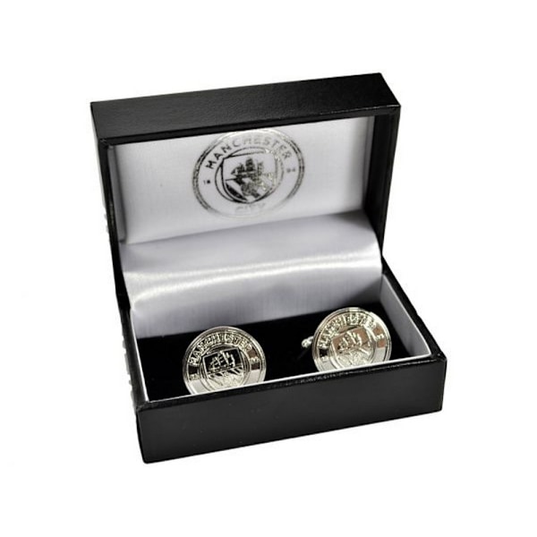Manchester City FC Crest Silver Plated Boxed Cufflinks One Size Silver One Size