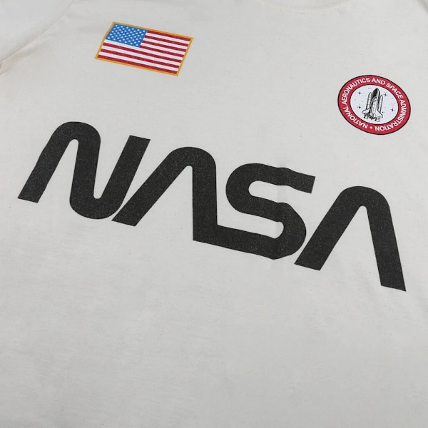 NASA Herr T-shirt i Bomull med Badge Storlek L Naturlig Natural L