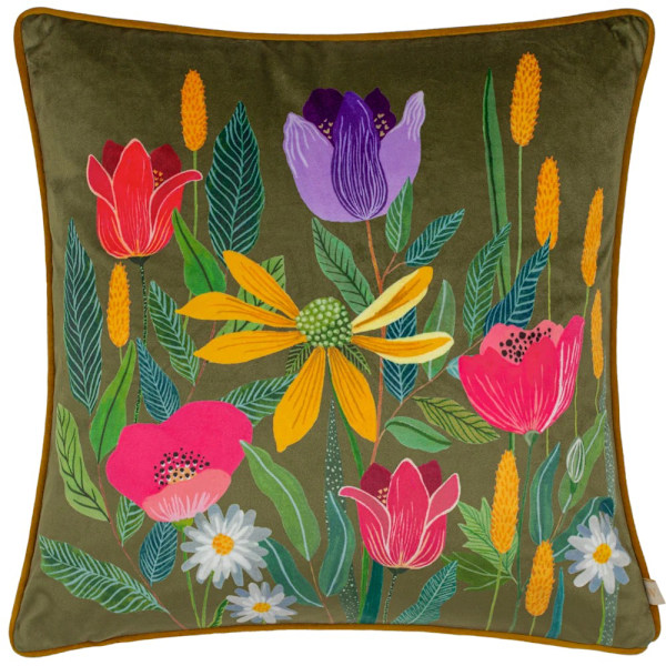 Wylder House Of Bloom Celandine Pipad Kuddeöverdrag 43cm x 43cm Olive 43cm x 43cm