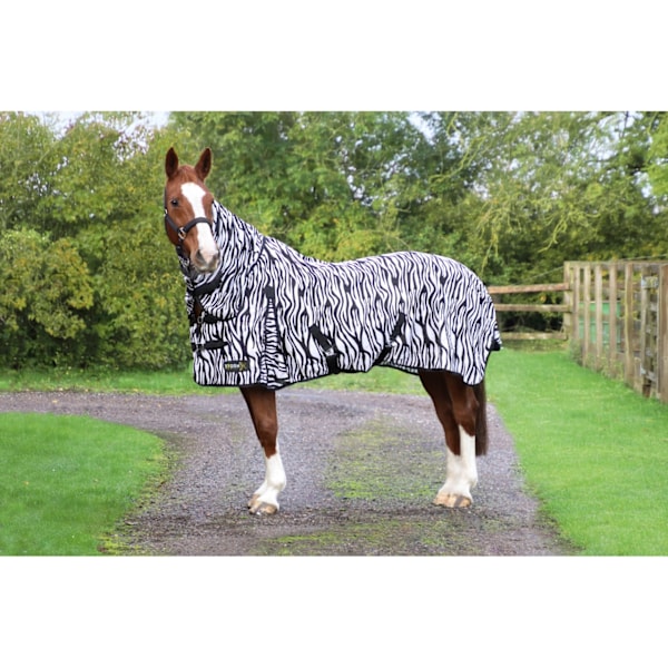 Hy StormX Original Zebra Print Fly Rug 5ft Svart/Vit Black/White 5ft