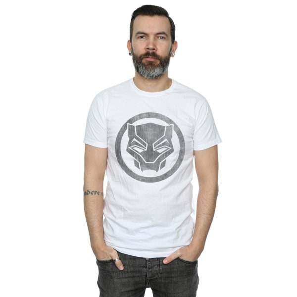 Black Panther Herr Distressed Logo bomull T-shirt S Vit White S