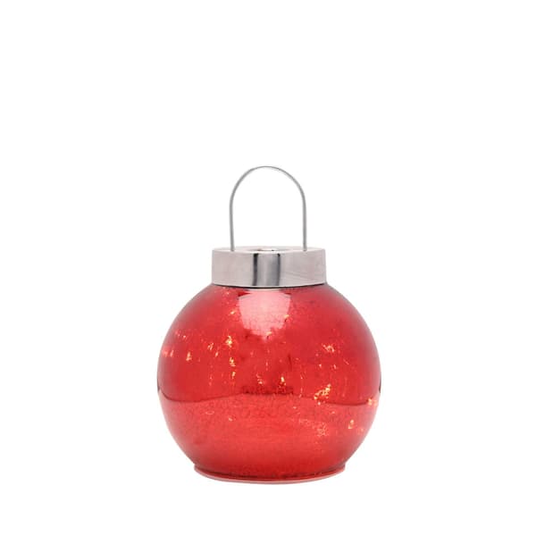 Röd kvicksilverglas LED-ljusslinga kula prydnad - 16cm One Si Red One Size