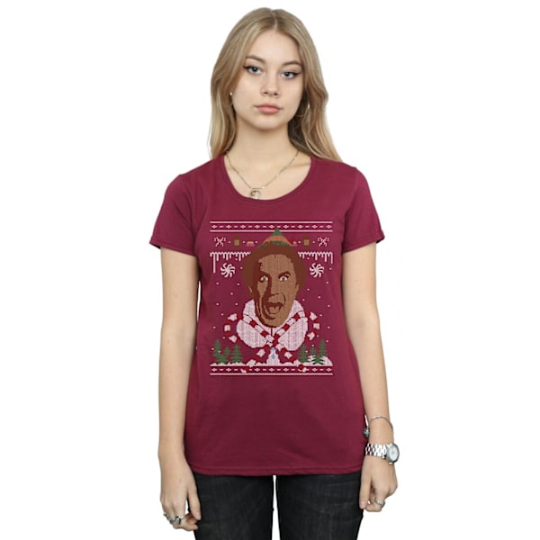 Elf Dam/Damer Jul Fair Isle Bomull T-shirt M Bourgogne Burgundy M