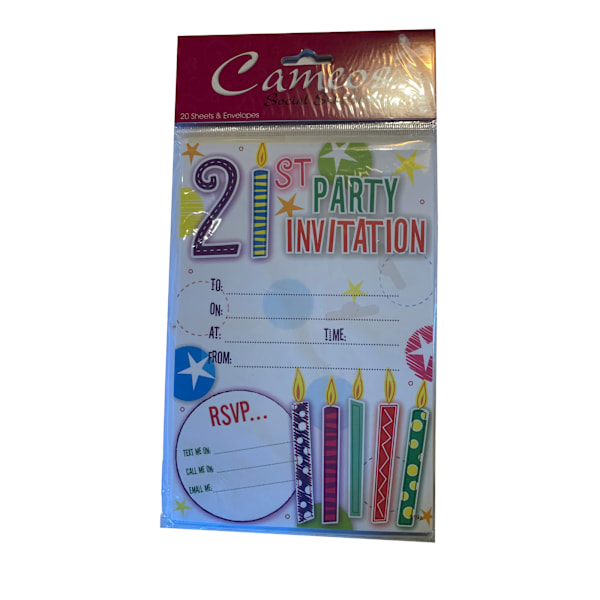 Cameos 21:a födelsedagsinbjudningar (6-pack) En storlek Vit/Flerfärgad White/Multicoloured One Size