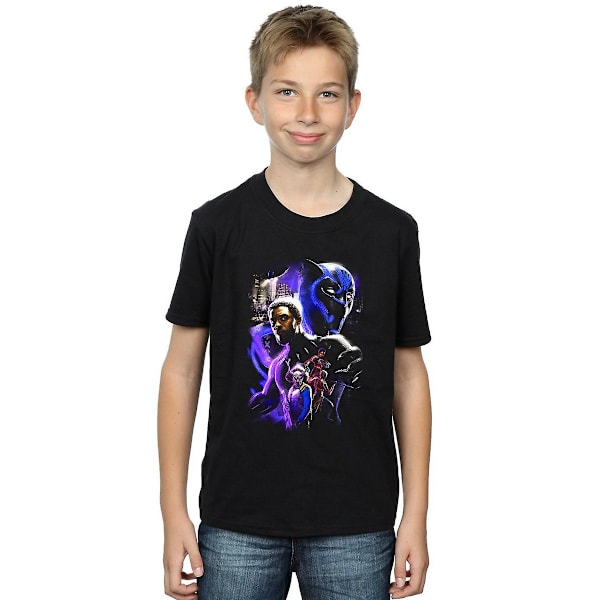 Black Panther Boys Montage Bomull T-shirt 9-11 år Svart Black 9-11 Years