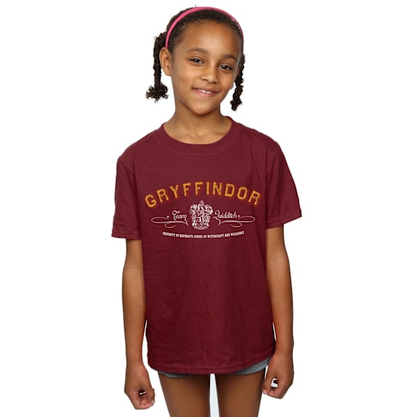 Harry Potter T-shirt för flickor Gryffindor Quidditch bomull 9-11 år Burgundy 9-11 Years