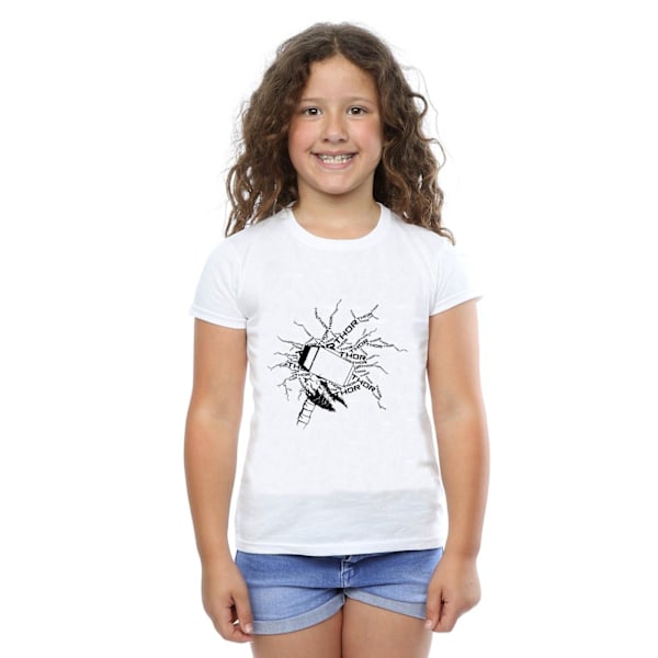 Marvel Girls Thor Lightning Bomull T-shirt 5-6 år Vit White 5-6 Years