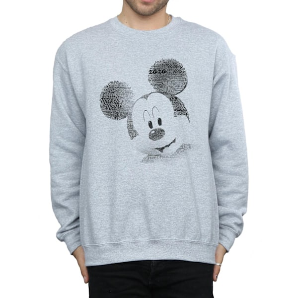 Disney Herr Mickey Mouse Text Face Sweatshirt 3XL Sports Grey Sports Grey 3XL