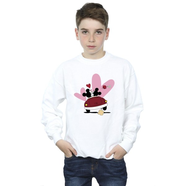 Disney Boys Mickey Mouse Car Print Sweatshirt 7-8 år Vit White 7-8 Years