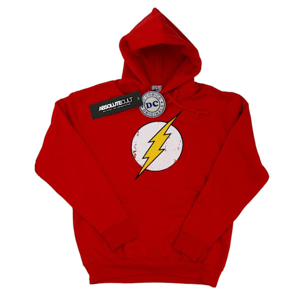 DC Comics Boys Flash Distressed Logo Hoodie 12-13 år Röd Red 12-13 Years