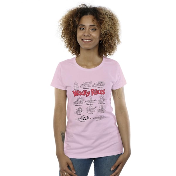 Wacky Races Dam/Dam Car Lineup Bomull T-shirt L Baby Rosa Baby Pink L