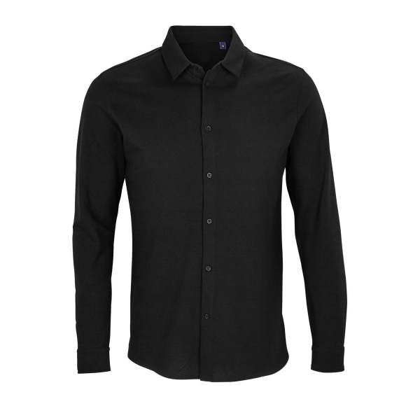 NEOBLU Herr Basile Piqué Ekologisk långärmad skjorta L Deep Blac Deep Black L