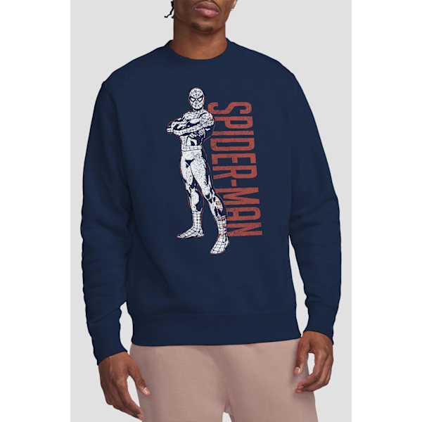 Spider-Man Unisex Vuxen Hero Stance Sweatshirt XL Marinblå Navy XL