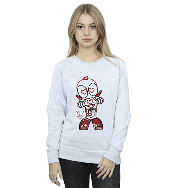 Marvel Dam/Kvinnor Deadpool Love Beam Line Sweatshirt XXL Spo Sports Grey XXL